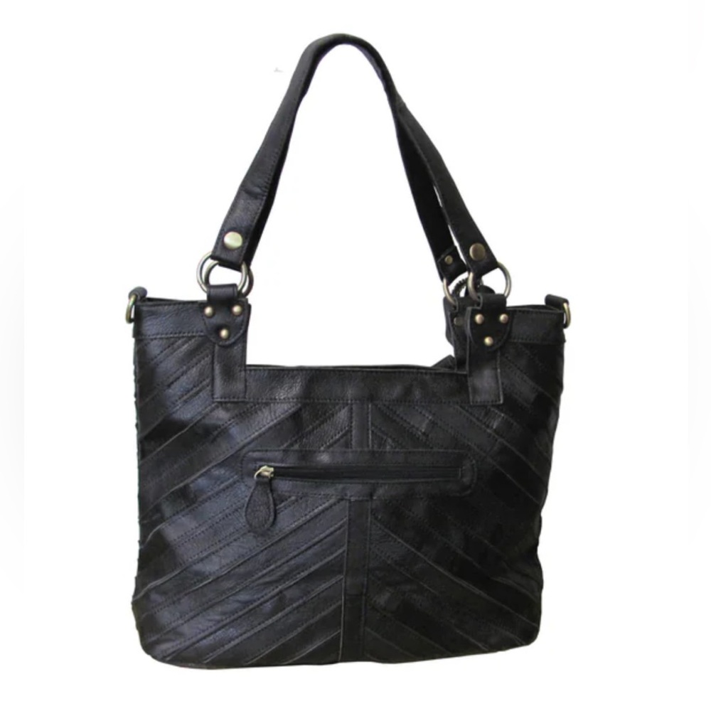 Nwot Ameri Leather Chic Black Woven Shoulder Bag … - image 2